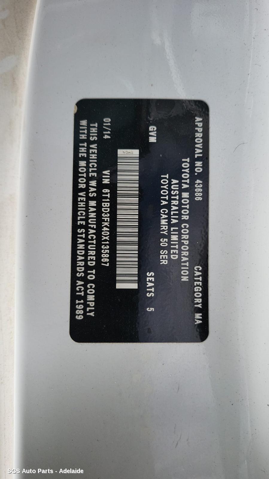 Toyota Camry 2012–2017 Engine (Stock B1001123)